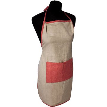 Home Elements Kuchyňská zástěra z recyklované bavlny, 60×80 cm, béžová + červená (8595556457634)