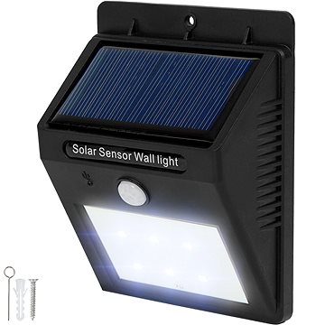 Tectake Venkovní nástěnné svítidlo LED integrovaný solární panel a detektor pohybu, černá (401513)