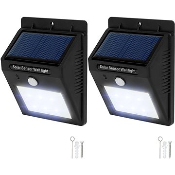 Tectake 2 Venkovní nástěnná svítidla LED integrovaný solární panel a detektor pohybu, černá (401735)