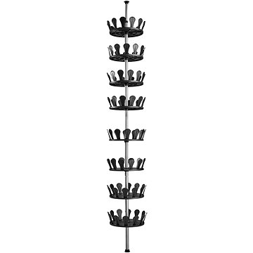 Otočný botník 26,5 × 100-300 cm prostor pro 48 párů bot černý (402645)