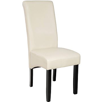 Jídelní židle ergonomická, masivní dřevo, krémová (400556)