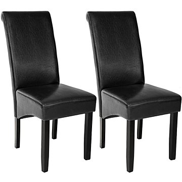 2× Jídelní židle ergonomická, masivní dřevo, černá (401293)