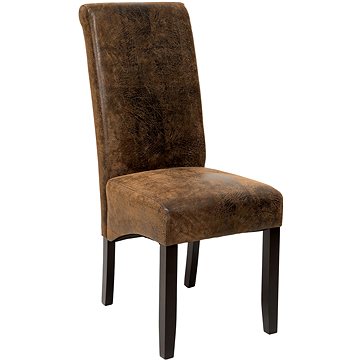 Jídelní židle ergonomická, masivní dřevo, vintage hnědá (401484)