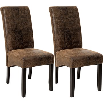 2× Jídelní židle ergonomická, masivní dřevo, vintage hnědá (401596)