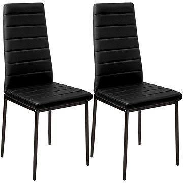 2× Jídelní židle, syntetická kůže, černá (401838)