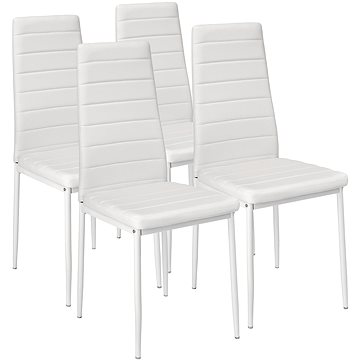 4× Jídelní židle, syntetická kůže, bílá (401845)