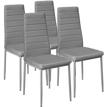4× Jídelní židle, syntetická kůže, šedá (401846)