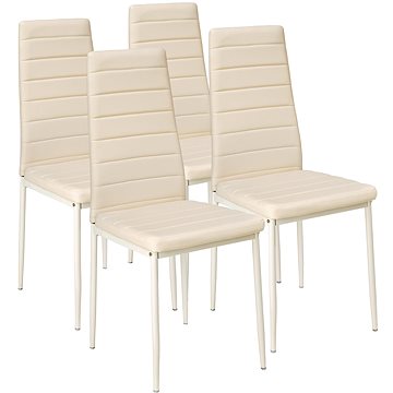 4× Jídelní židle, syntetická kůže, béžová (401847)