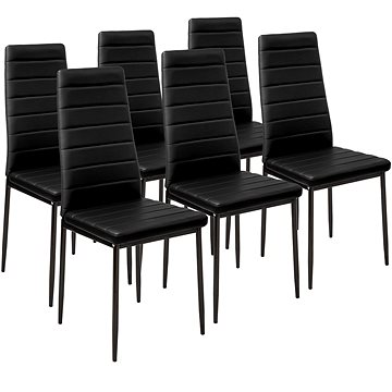 6× Jídelní židle, syntetická kůže, černá (401848)