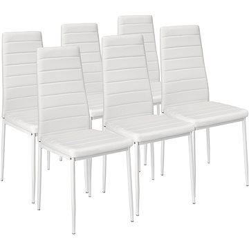 6× Jídelní židle, syntetická kůže, bílá (401850)