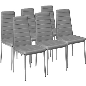 6× Jídelní židle, syntetická kůže, šedá (401851)