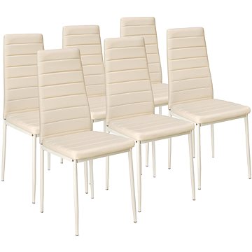 6× Jídelní židle, syntetická kůže, béžová (401852)