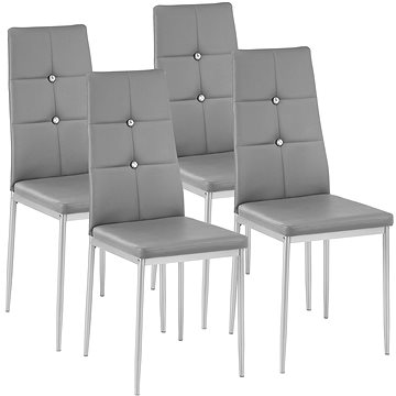 4× Jídelní židle, ozdobné kamínky, šedá (402546)