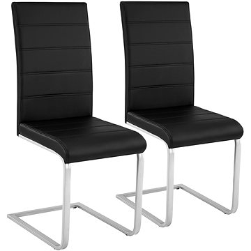 2x Jídelní židle, umělá kůže, černé (402549)