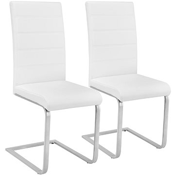 2x Jídelní židle, umělá kůže, bílá (402550)