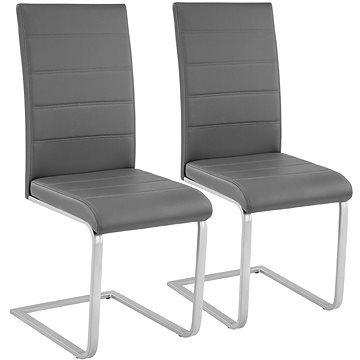 2x Jídelní židle, umělá kůže, šedé (402551)