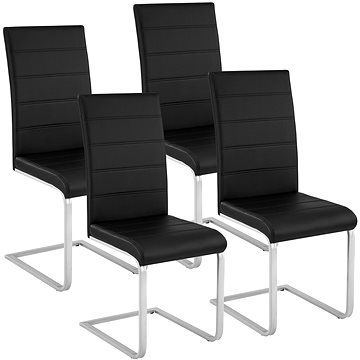 4x Jídelní židle, umělá kůže, černé (402553)