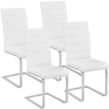 4x Jídelní židle, umělá kůže, bílá (402554)
