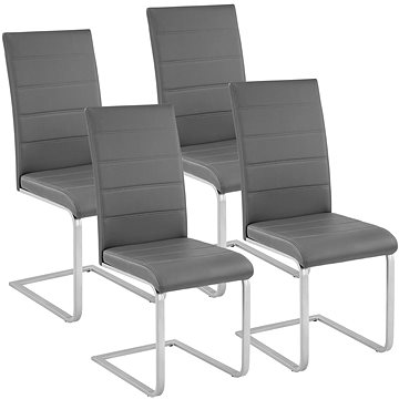 4x Jídelní židle, umělá kůže, šedé (402555)