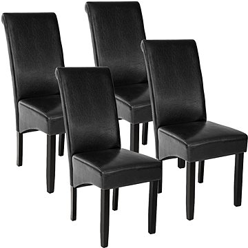 4× Jídelní židle ergonomické, masivní dřevo, černá (403494)