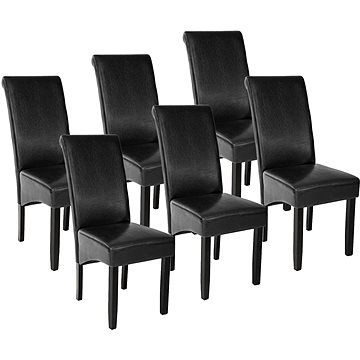 6× Jídelní židle ergonomické, masivní dřevo, černá (403495)