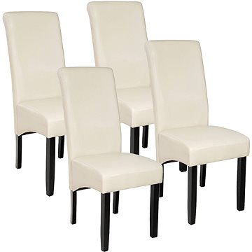 4× Jídelní židle ergonomické, masivní dřevo, krémová (403498)
