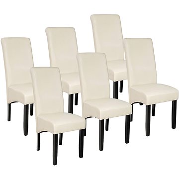 6× Jídelní židle ergonomické, masivní dřevo, krémová (403499)