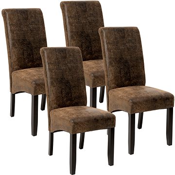 4× Jídelní židle ergonomické, masivní dřevo, vintage hnědá (403500)