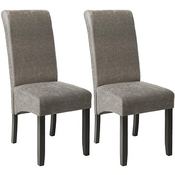 2× Jídelní židle ergonomické, masivní dřevo, mramorová šedá (403627)