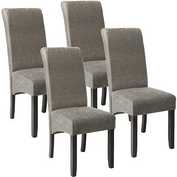 4× Jídelní židle ergonomické, masivní dřevo, mramorová šedá (403628)