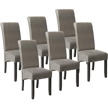 6× Jídelní židle ergonomické, masivní dřevo, mramorová šedá (403629)