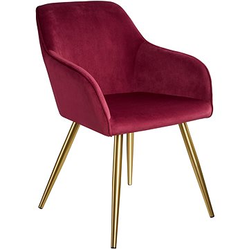 Židle Marilyn sametový vzhled zlatá, vínová/zlatá (403650)