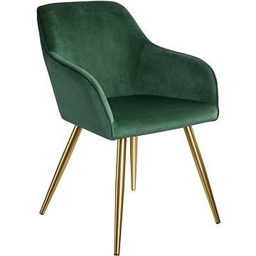 Židle Marilyn sametový vzhled zlatá, tmavě zelená/zlatá (403651)