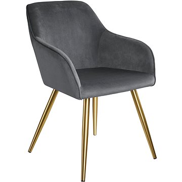 Židle Marilyn sametový vzhled zlatá, tmavě šedá/zlatá (403653)