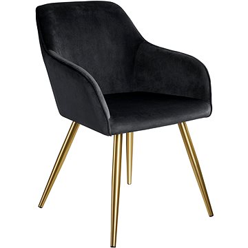 Židle Marilyn sametový vzhled zlatá, černá/zlatá (403654)
