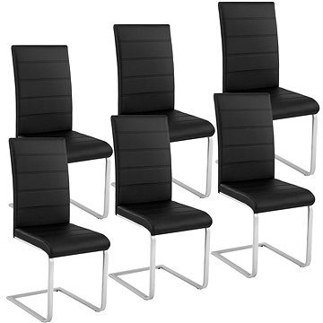 6× Jídelní židle, umělá kůže, černá (403895)