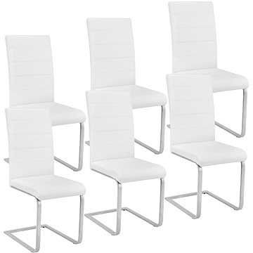 6× Jídelní židle, umělá kůže, bílá (403896)