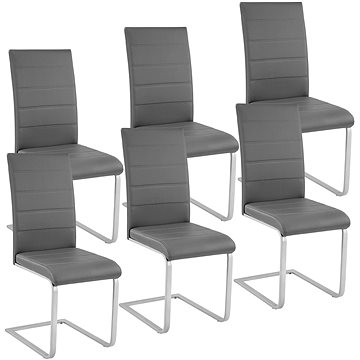 6× Jídelní židle, umělá kůže, šedá (403897)