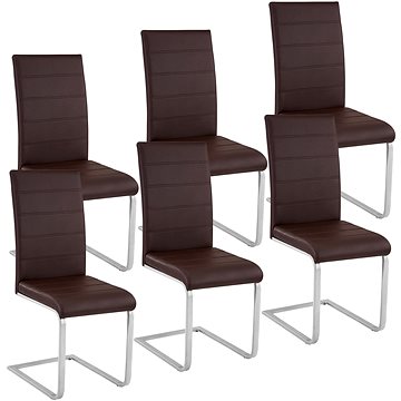 6× Jídelní židle, umělá kůže, hnědá (403898)
