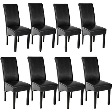 8× Jídelní židle ergonomické, masivní dřevo, černá (403988)