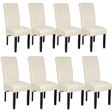 8× Jídelní židle ergonomické, masivní dřevo, krémová (403990)