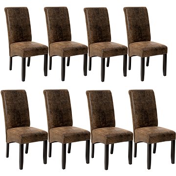 8× Jídelní židle ergonomické, masivní dřevo, vintage hnědá (403991)