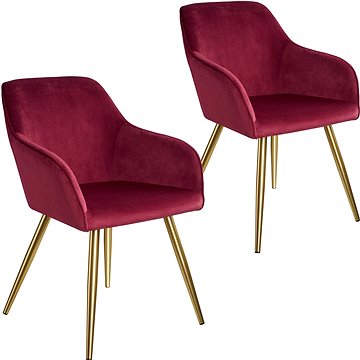 2× Židle Marilyn sametový vzhled zlatá, vínová/zlatá (403998)