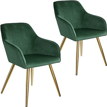 2× Židle Marilyn sametový vzhled zlatá, tmavě zelená/zlatá (404002)