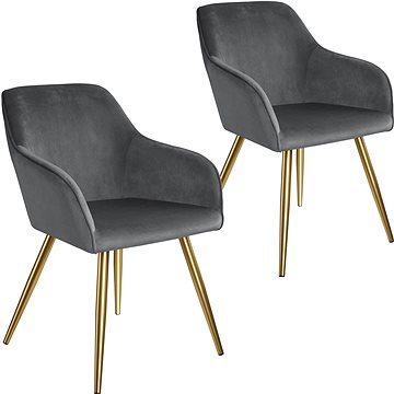 2× Židle Marilyn sametový vzhled zlatá, tmavě šedá/zlatá (404010)