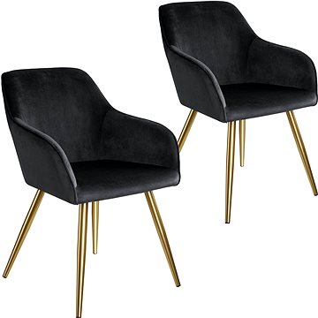 2× Židle Marilyn sametový vzhled zlatá, černá/zlatá (404014)