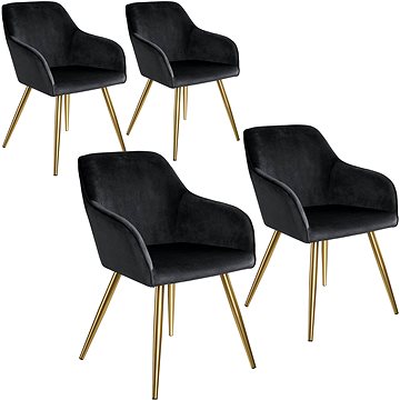 4× Židle Marilyn sametový vzhled zlatá, černá/zlatá (404015)