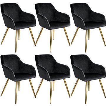 6× Židle Marilyn sametový vzhled zlatá, černá/zlatá (404016)