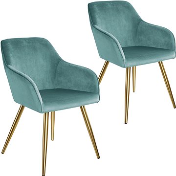 2× Židle Marilyn sametový vzhled zlatá, tyrkysová/zlatá (404018)