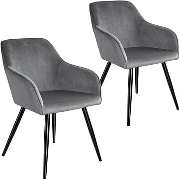 2× Židle Marilyn sametový vzhled černá, šedo, černá (404034)